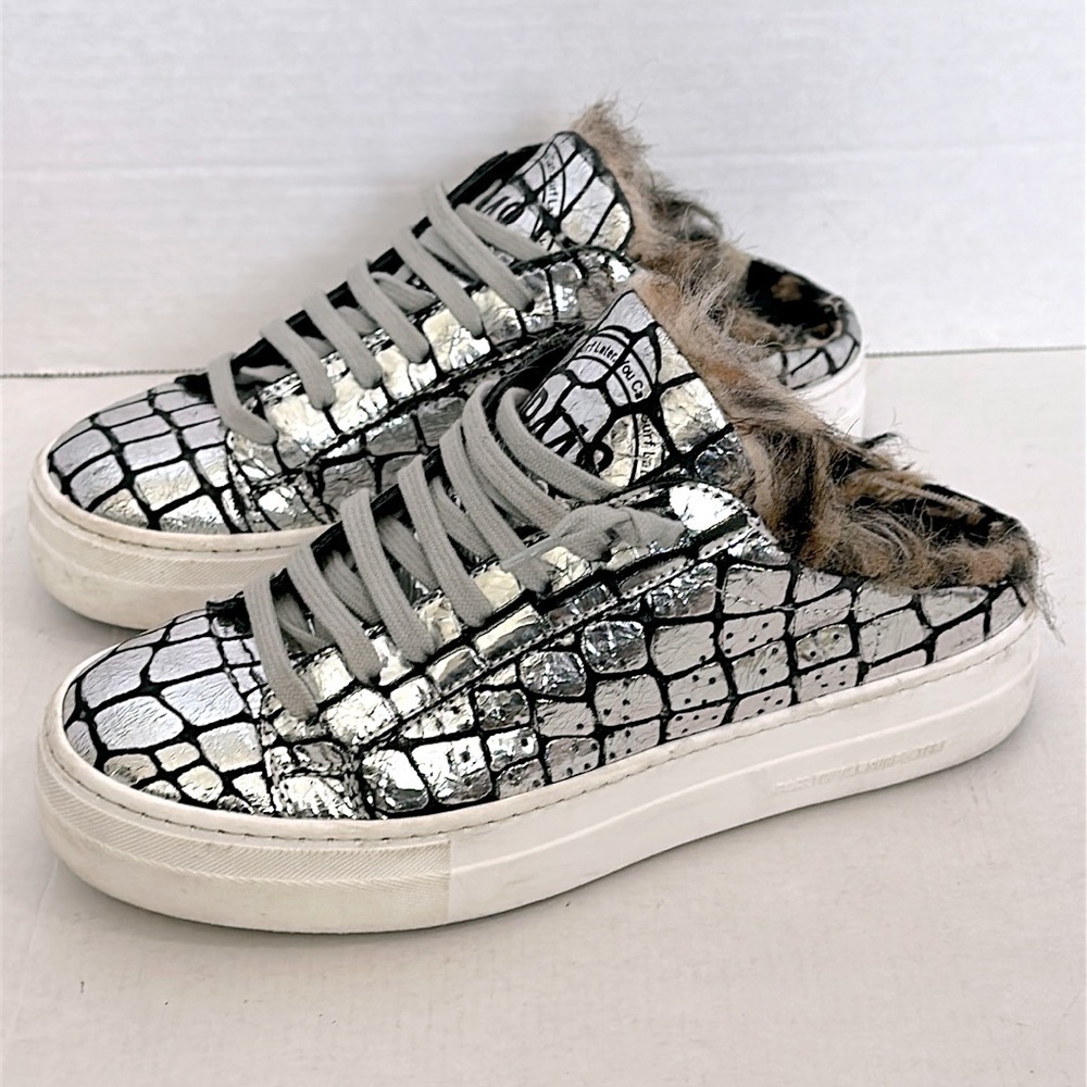 P448 Women's Clara Crackled Leather Open Back Platform Sneaker Size 36 EU/ 6-6.5 - Picture 2 of 16